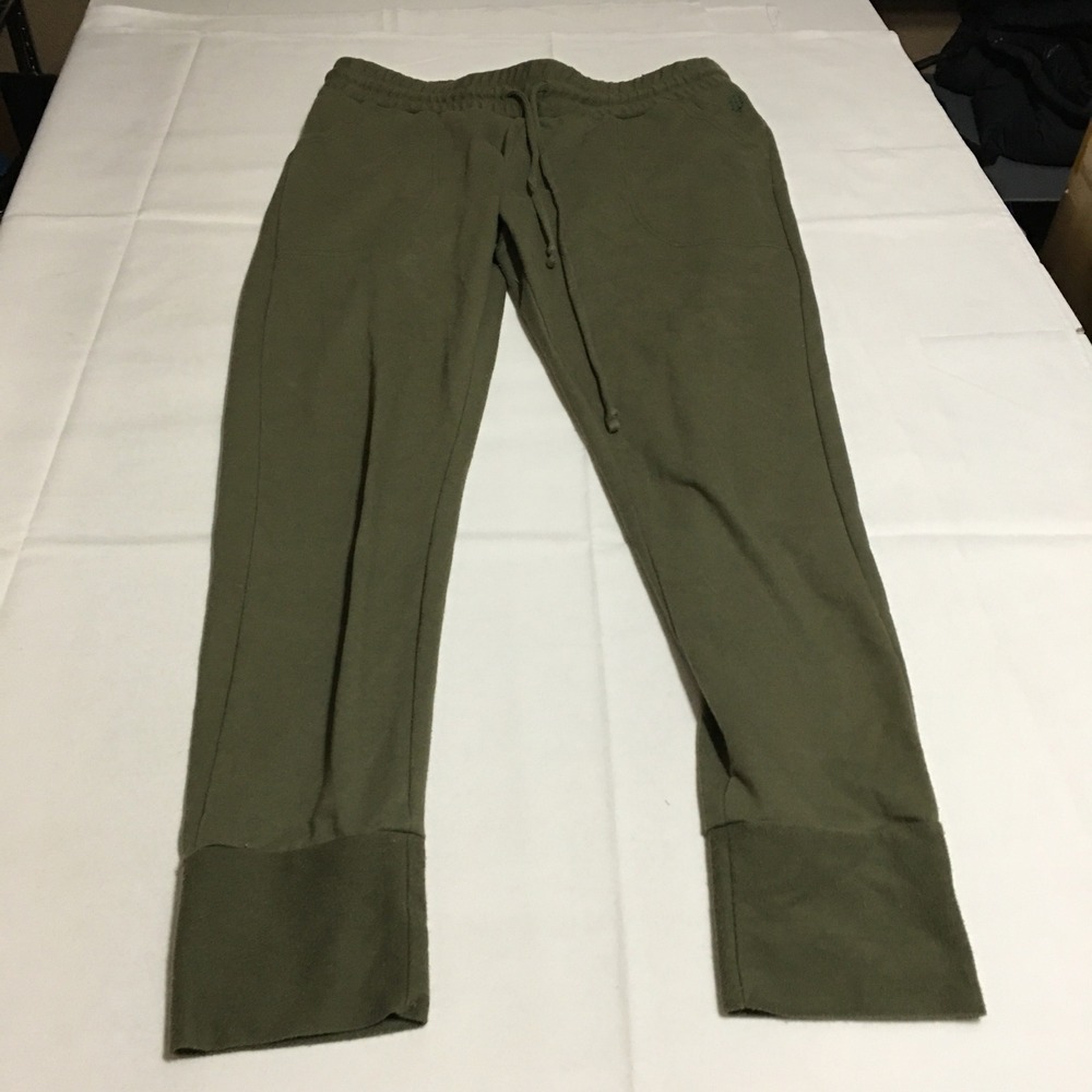 Free People Movement Joggers Women Large Green Drawstring Skinny Sunny